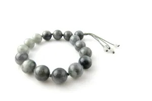 12mm Burmese Gray Jadeite Mala Bead Bracelet