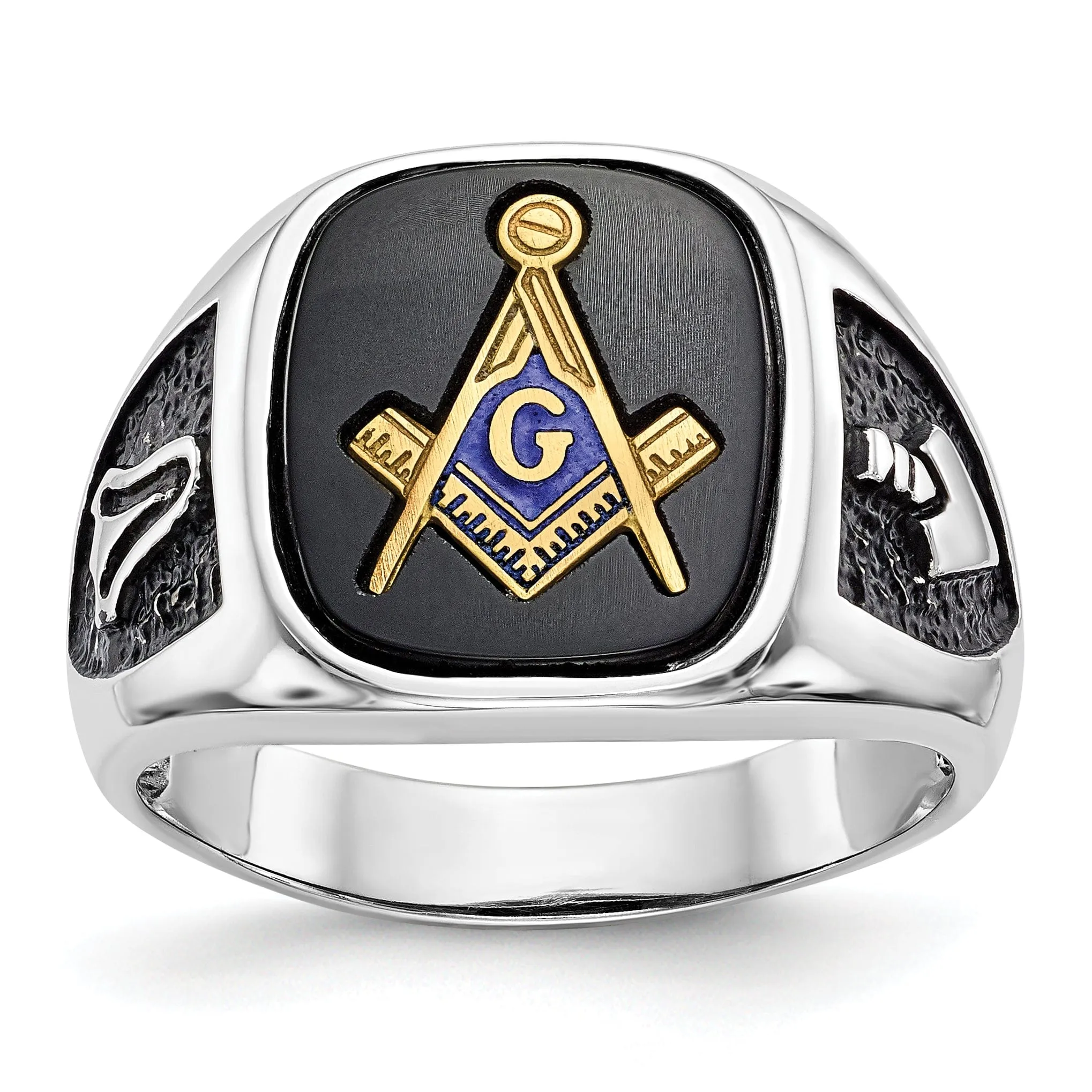 14k White Gold Men's Masonic Ring