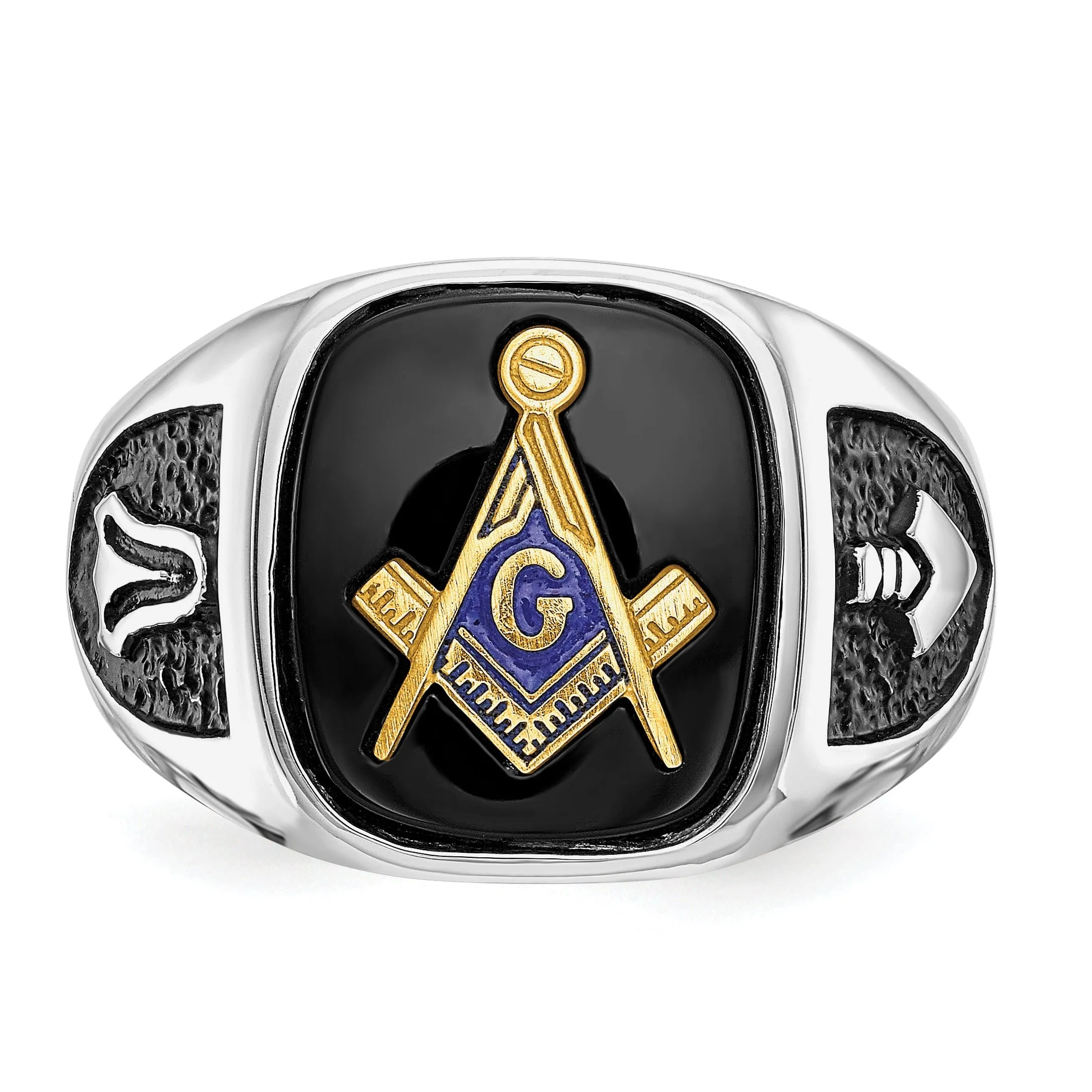 14k White Gold Men's Masonic Ring