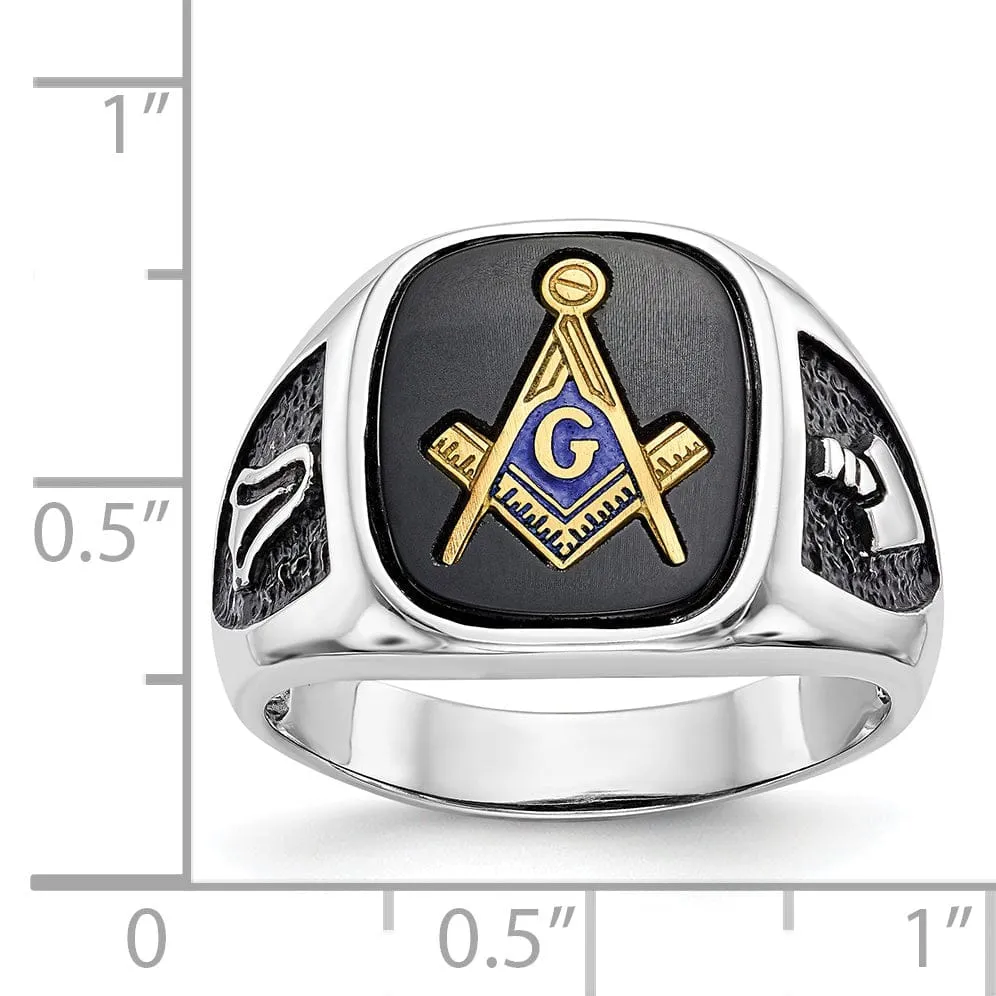 14k White Gold Men's Masonic Ring