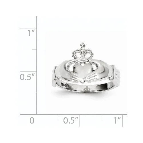 14kt white gold mens claddagh ring