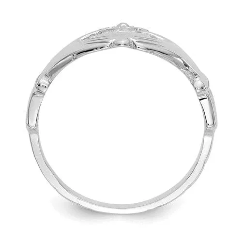14kt white gold mens claddagh ring
