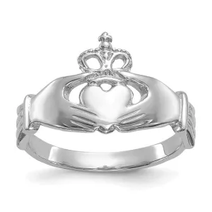 14kt white gold mens claddagh ring