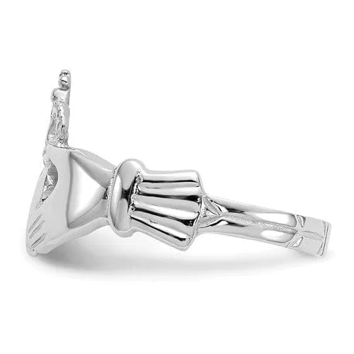 14kt white gold mens claddagh ring