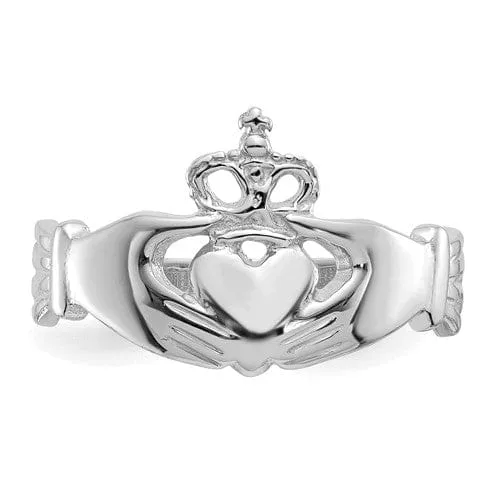 14kt white gold mens claddagh ring