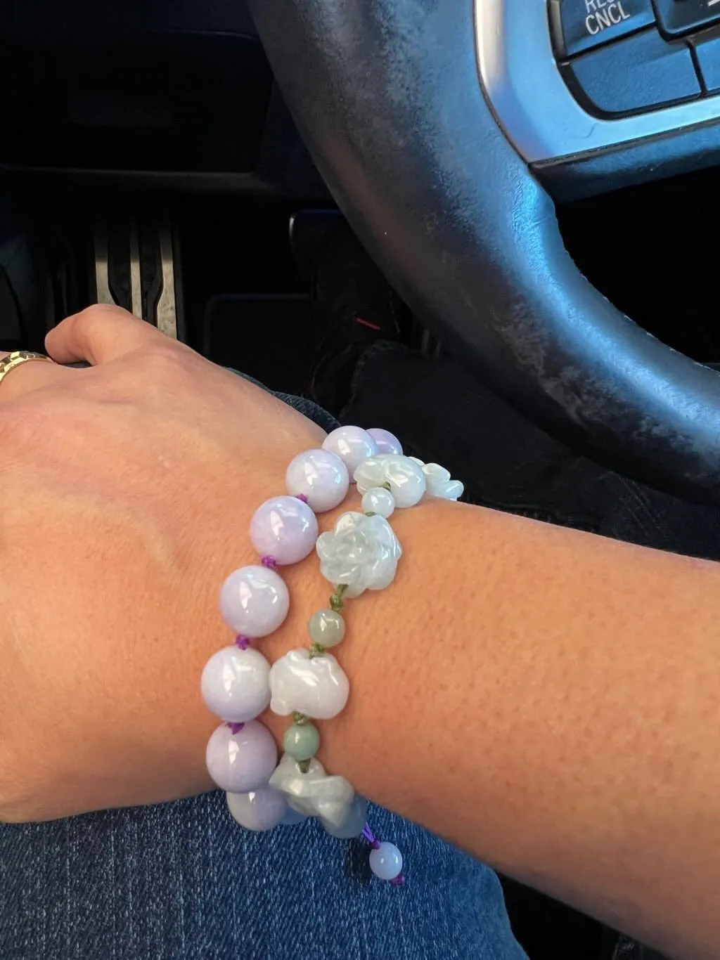 14mm Burmese Lavender Jadeite Mala Bracelet