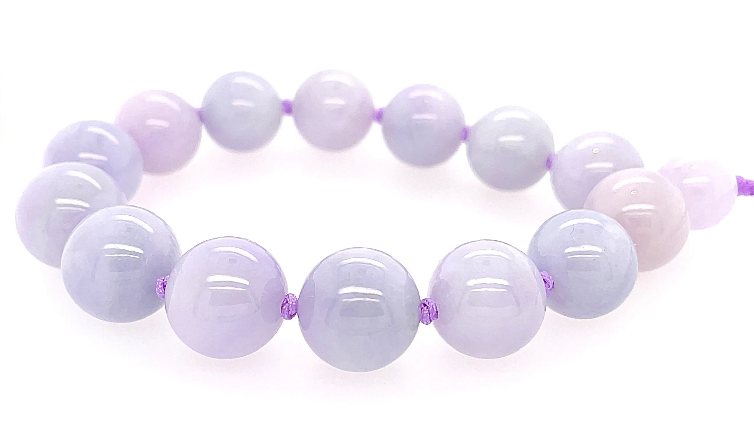14mm Burmese Lavender Jadeite Mala Bracelet