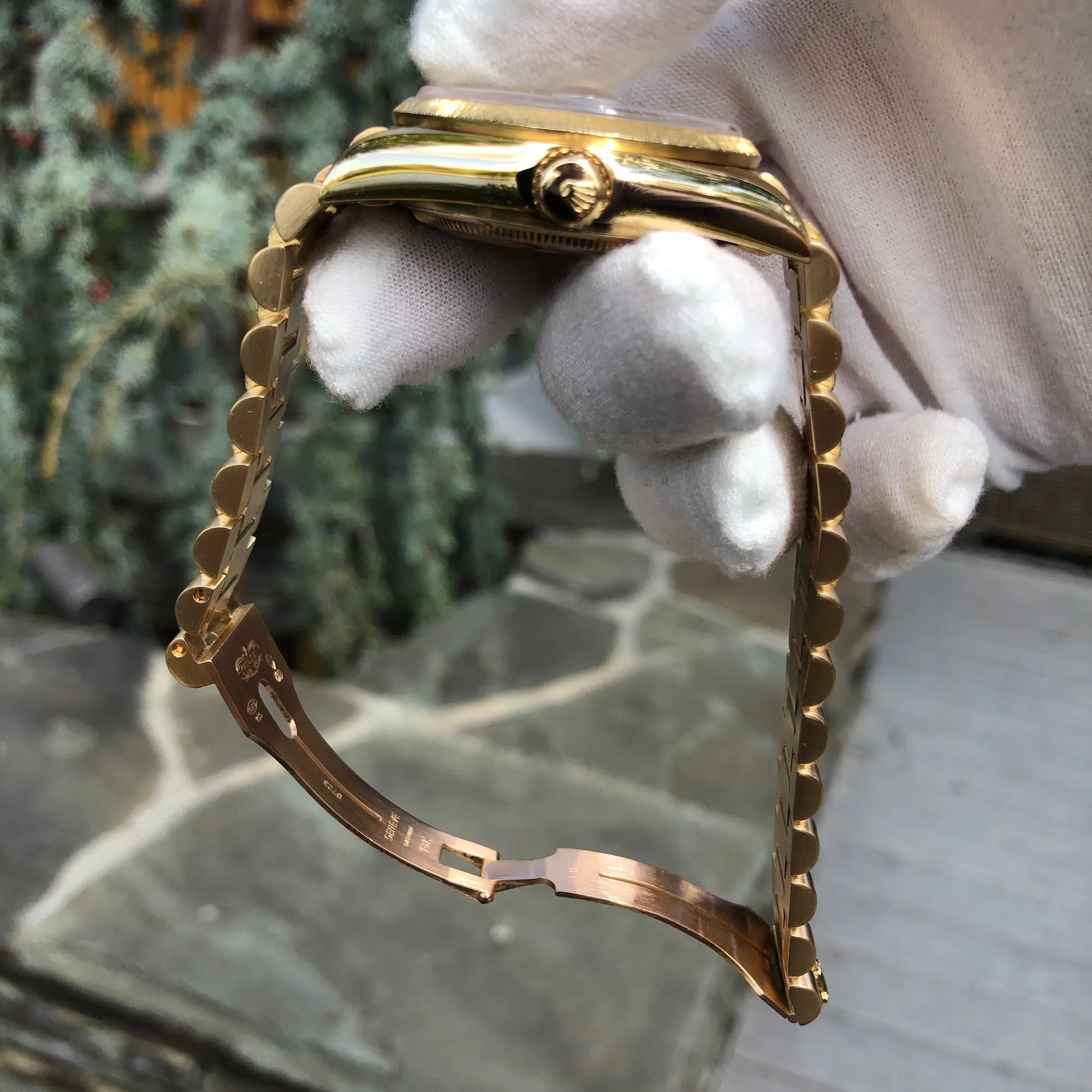 1983 Rolex President 18078 Bark Day Date 18K Yellow Gold Cal. 3055 Roman Ivory Wristwatch Box Papers