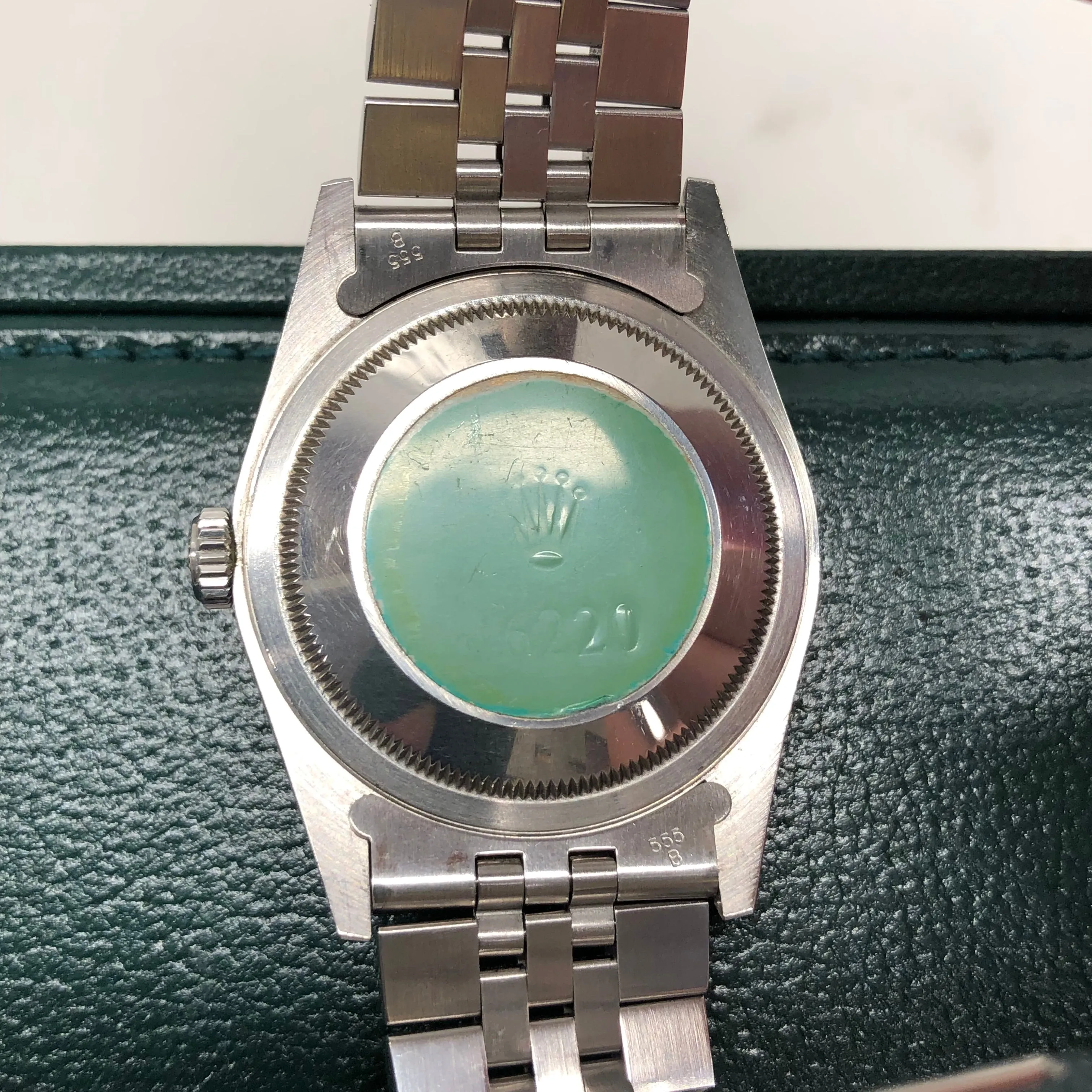 1990 Rolex Datejust 16200 Gray Tapestry Dial Engine Turned Bezel Jubilee Wristwatch Full Set