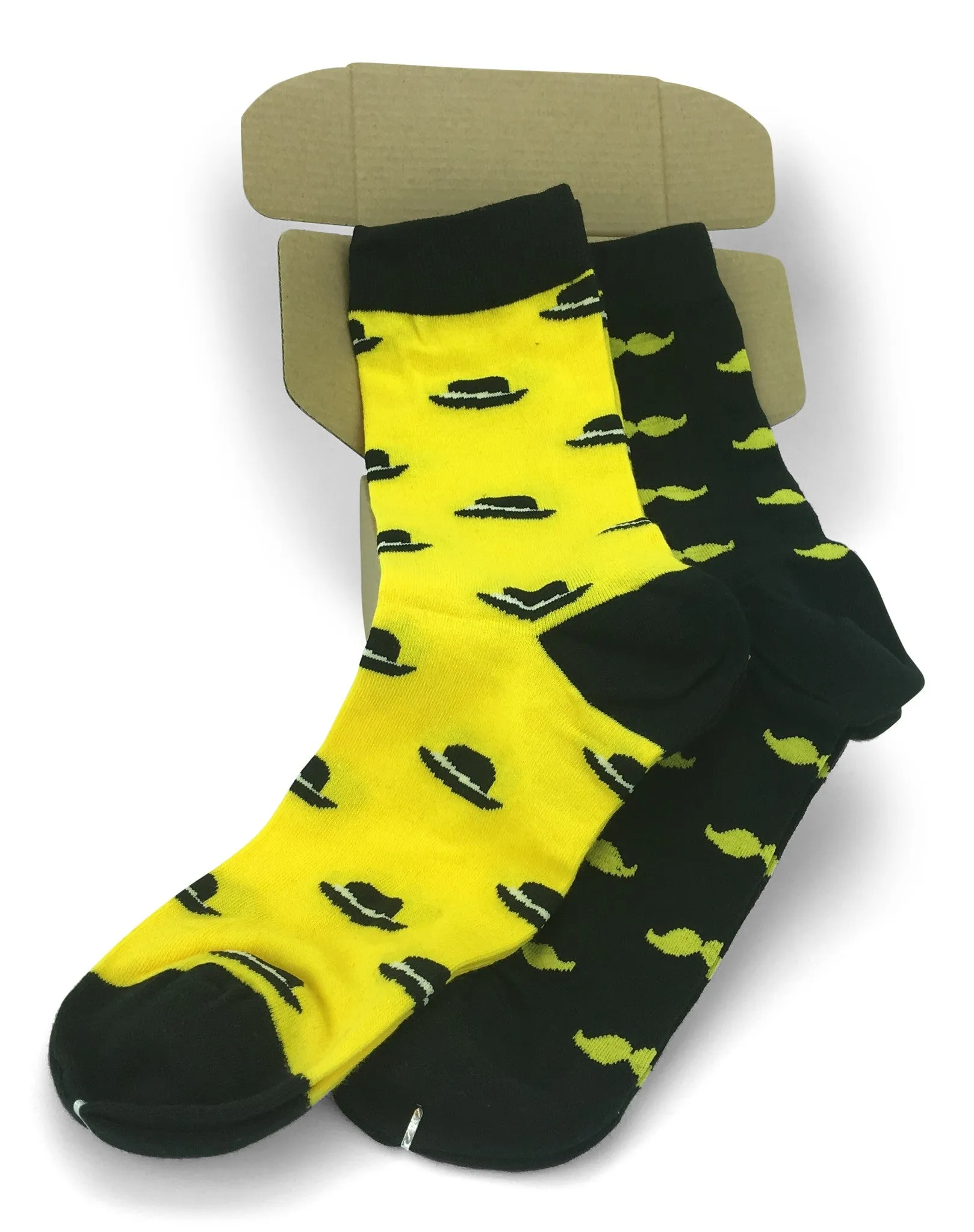 2 Pair Mens Funky Fun Colorful Cotton Socks-Hipster Power Socks-Theme Socks