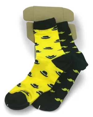 2 Pair Mens Funky Fun Colorful Cotton Socks-Hipster Power Socks-Theme Socks