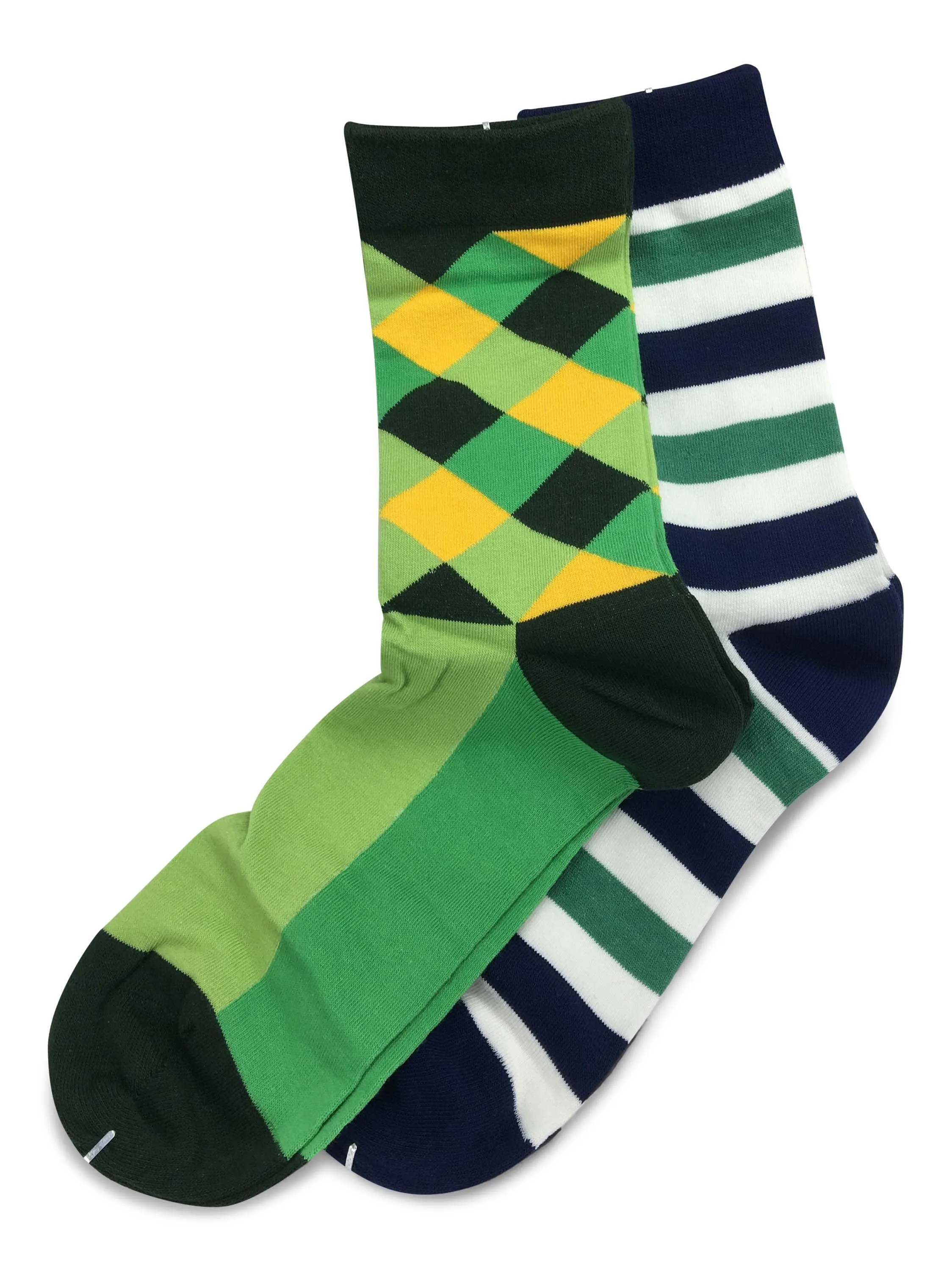 2 Pair Mens Funky Fun Colorful Socks-Hipster Power Socks-Premium Cotton Socks