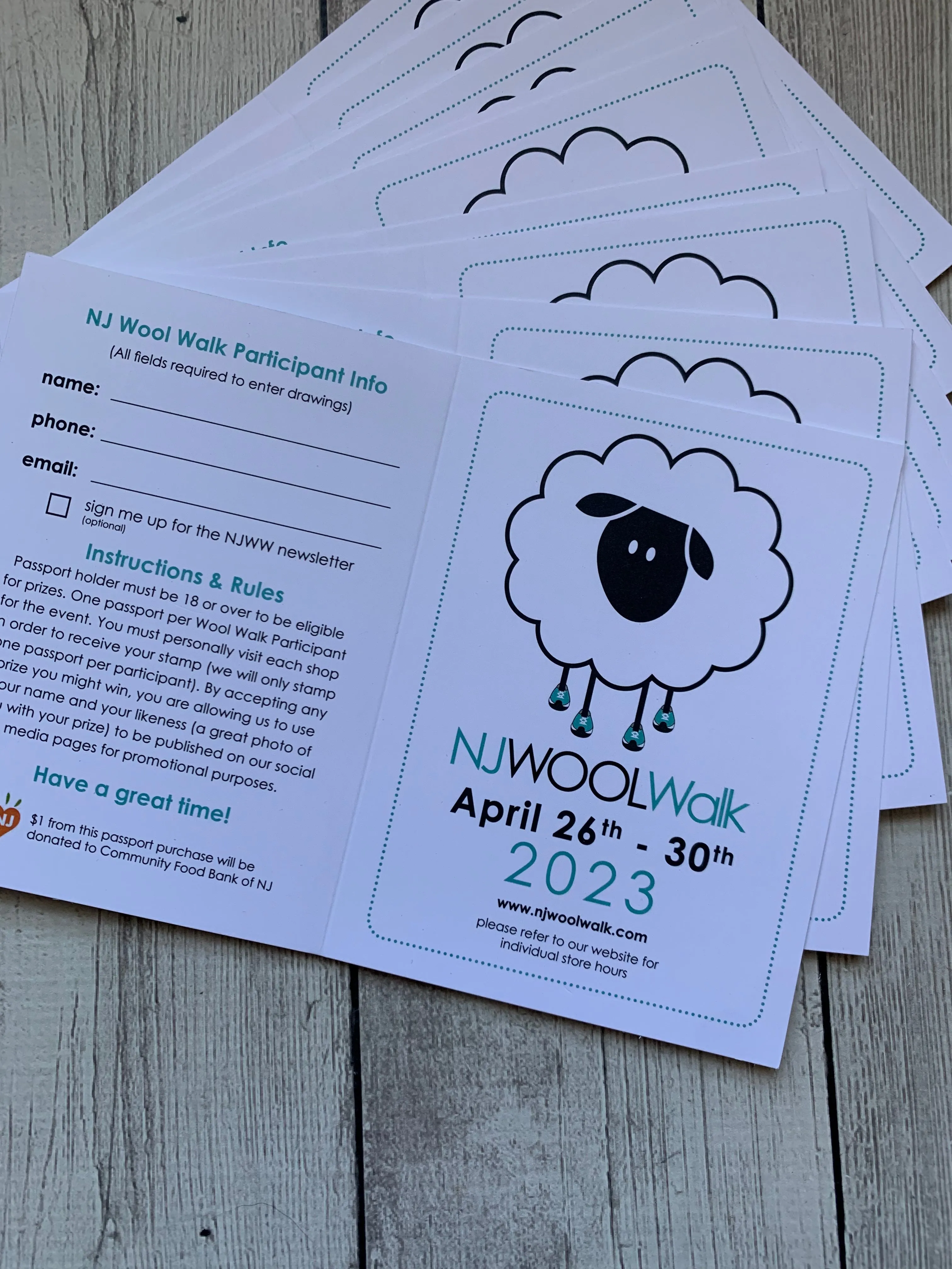 2023 NJ Wool Walk - Passport, Limited Edition Project Bag, and Purple NJWW Sheep Stitch Marker