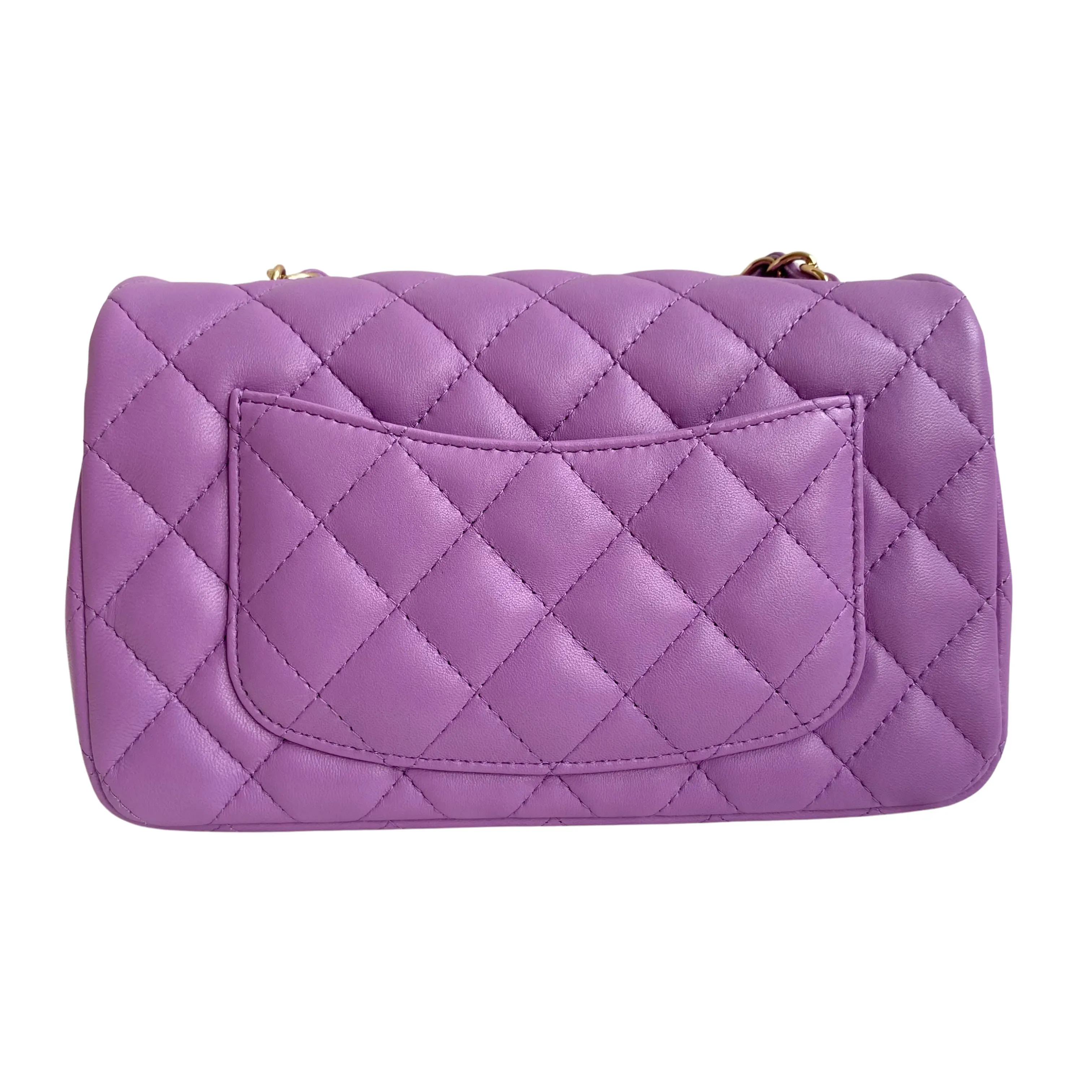 22S Purple Lambskin Mini Rectangular Flap Bag