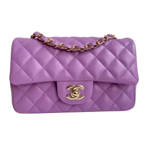 22S Purple Lambskin Mini Rectangular Flap Bag