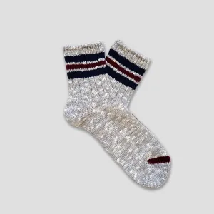 3 LINE SLUB CREW SOCKS - GRAY