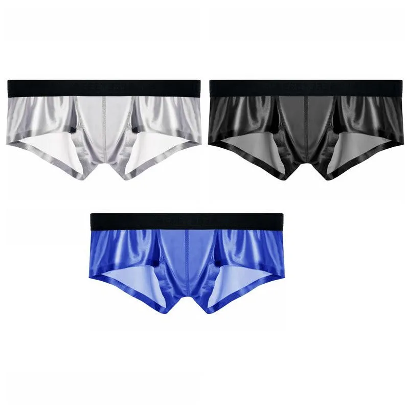 3-Pack Men's Satin-Finish Ice Silk Low-Rise Underwear - JEWYEE AY 876 B