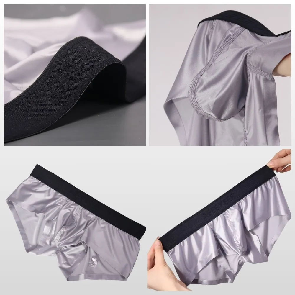 3-Pack Men's Satin-Finish Ice Silk Low-Rise Underwear - JEWYEE AY 876 B