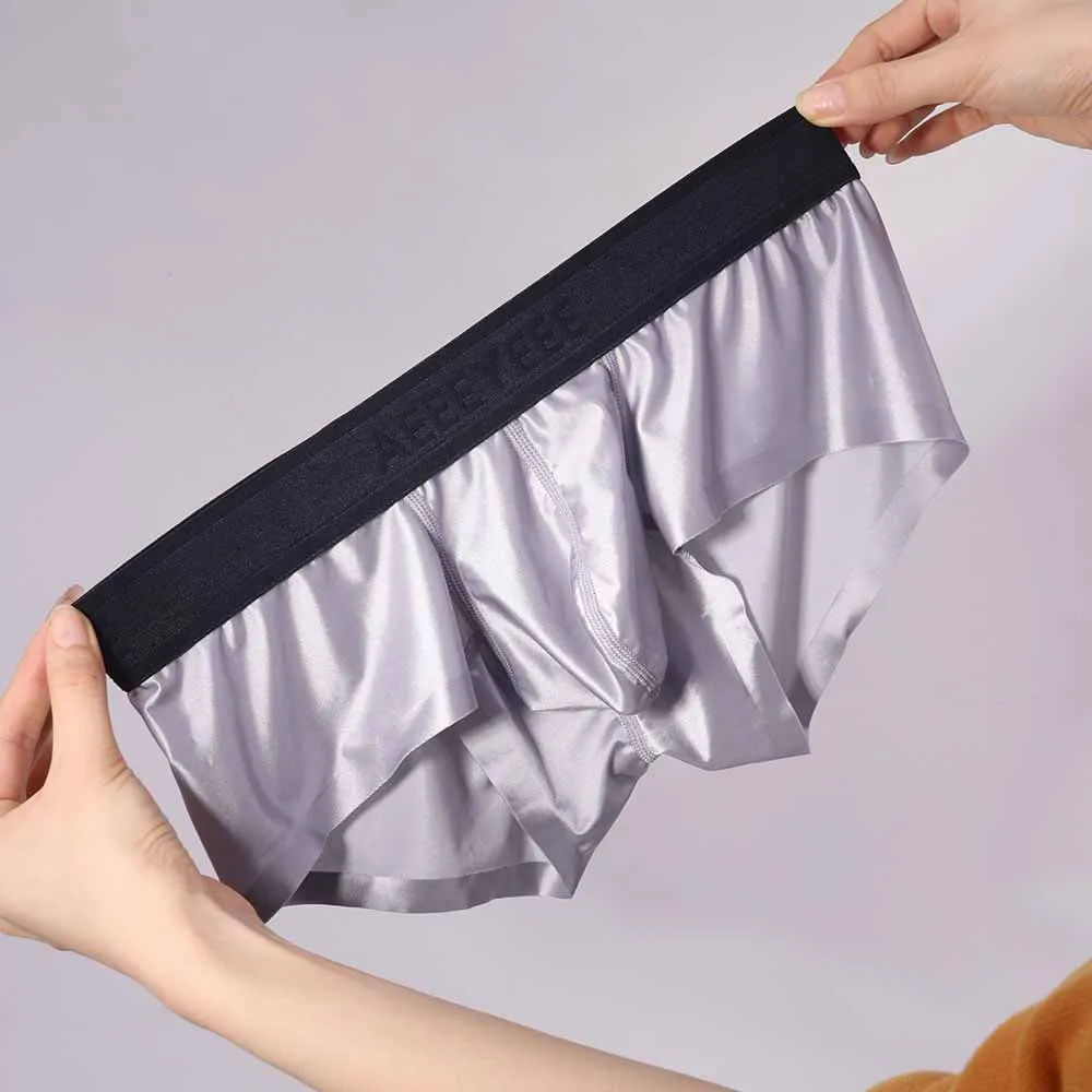3-Pack Men's Satin-Finish Ice Silk Low-Rise Underwear - JEWYEE AY 876 B