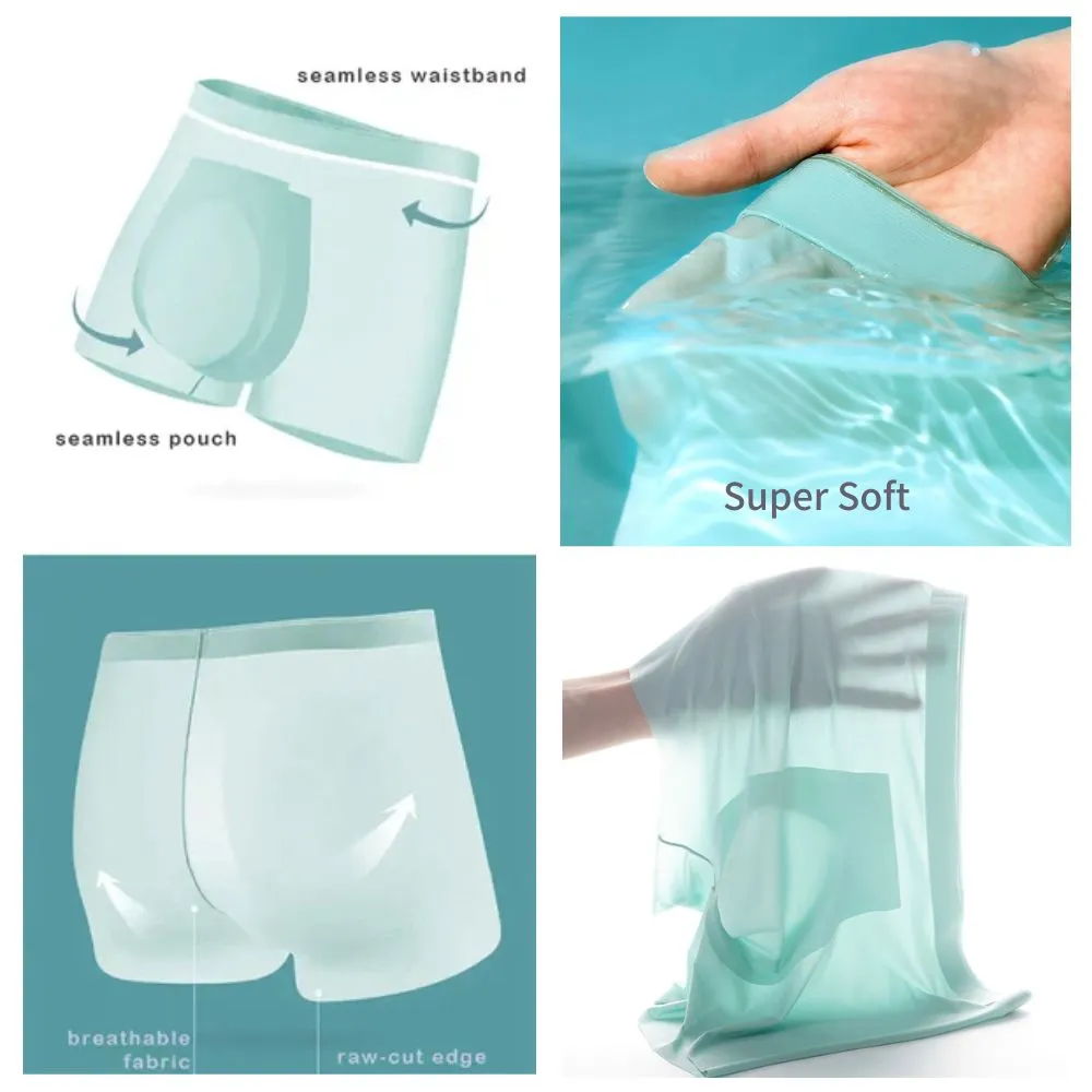 3D SEAMLESS POUCH - Men's Ultra Thin Ribbed Ice Silk Underpants (5-Pack) -JEWYEE 8114