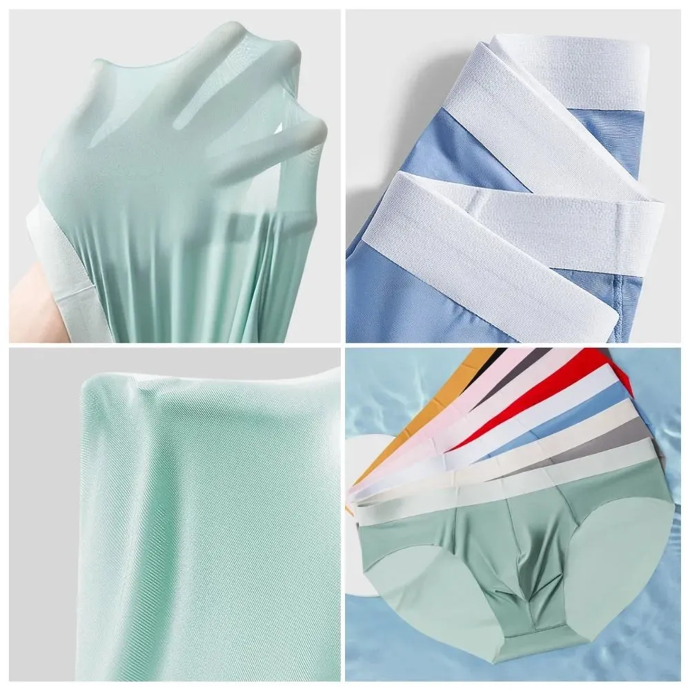 (4-Pack) Men's Refreshing Cooling Ultra Thin Ice Silk Briefs JEWYEE HK001