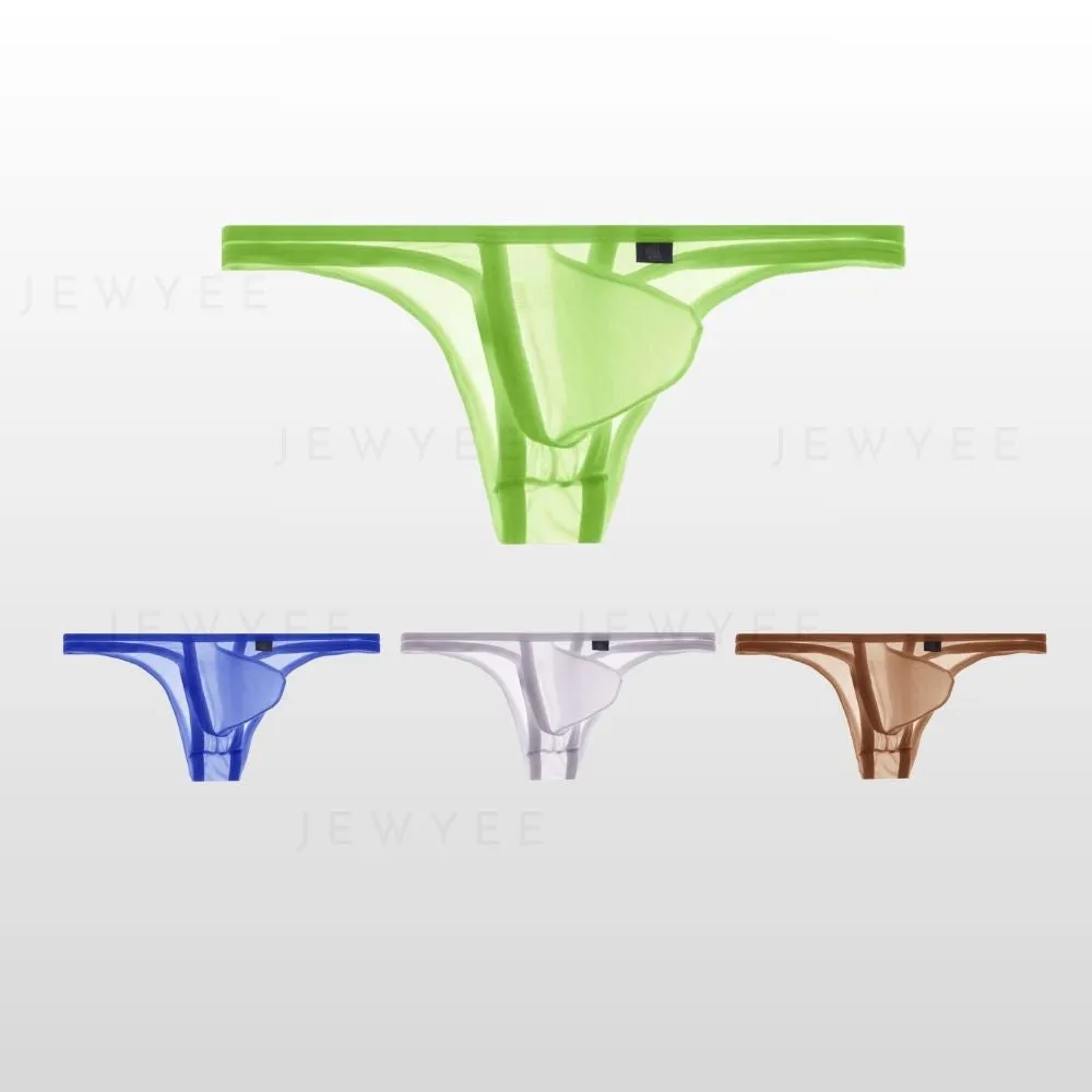 (4-Pack) Men's See-through Ice Silk Low-rise Briefs Up to Size XXL  - JEWYEE AY 856 B