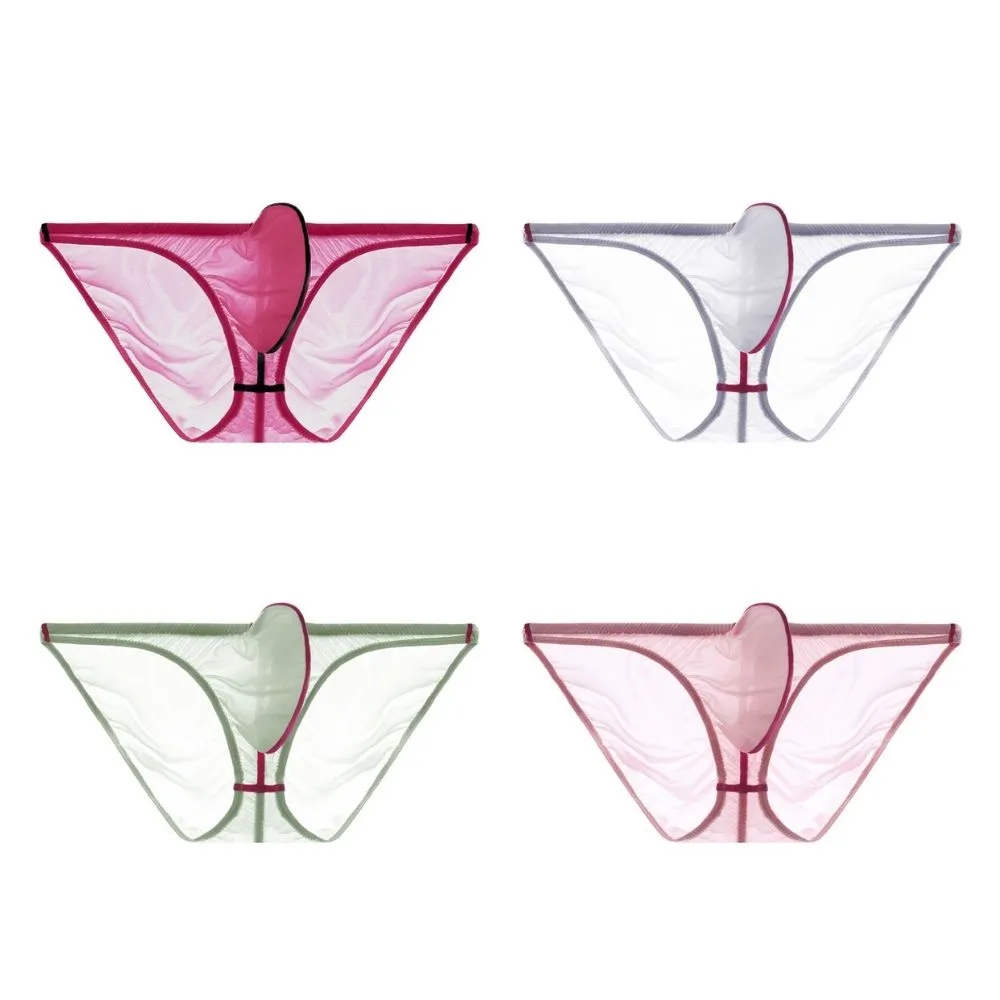 4-Pack Men's See-through Ultra Thin Ice Silk Low-Rise Briefs - JEWYEE AY 838