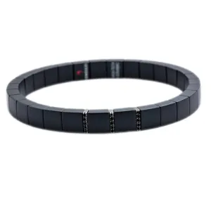 .41ct Men's Black Diamond Matte Ceramic Stretch Bracelet