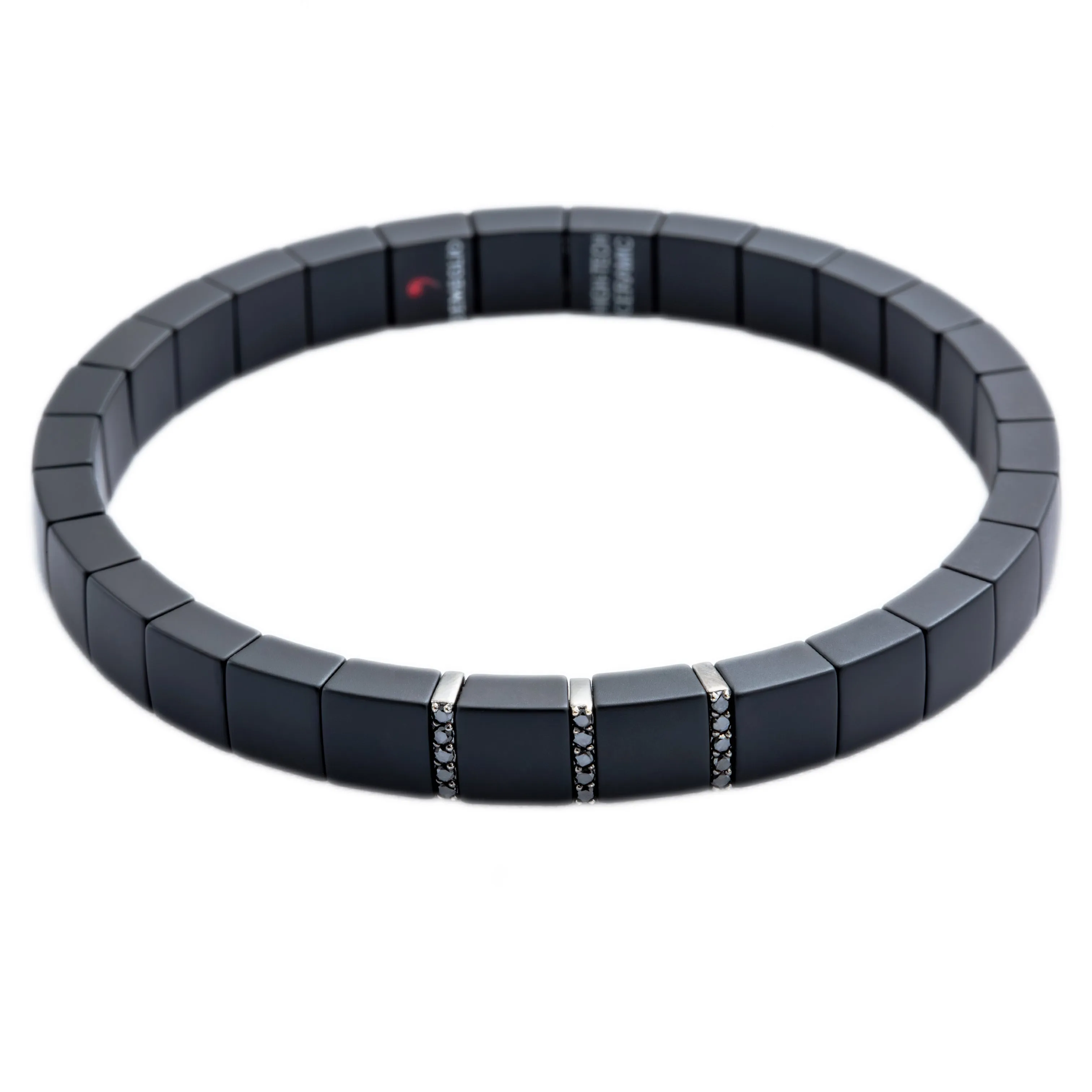 .41ct Men's Black Diamond Matte Ceramic Stretch Bracelet