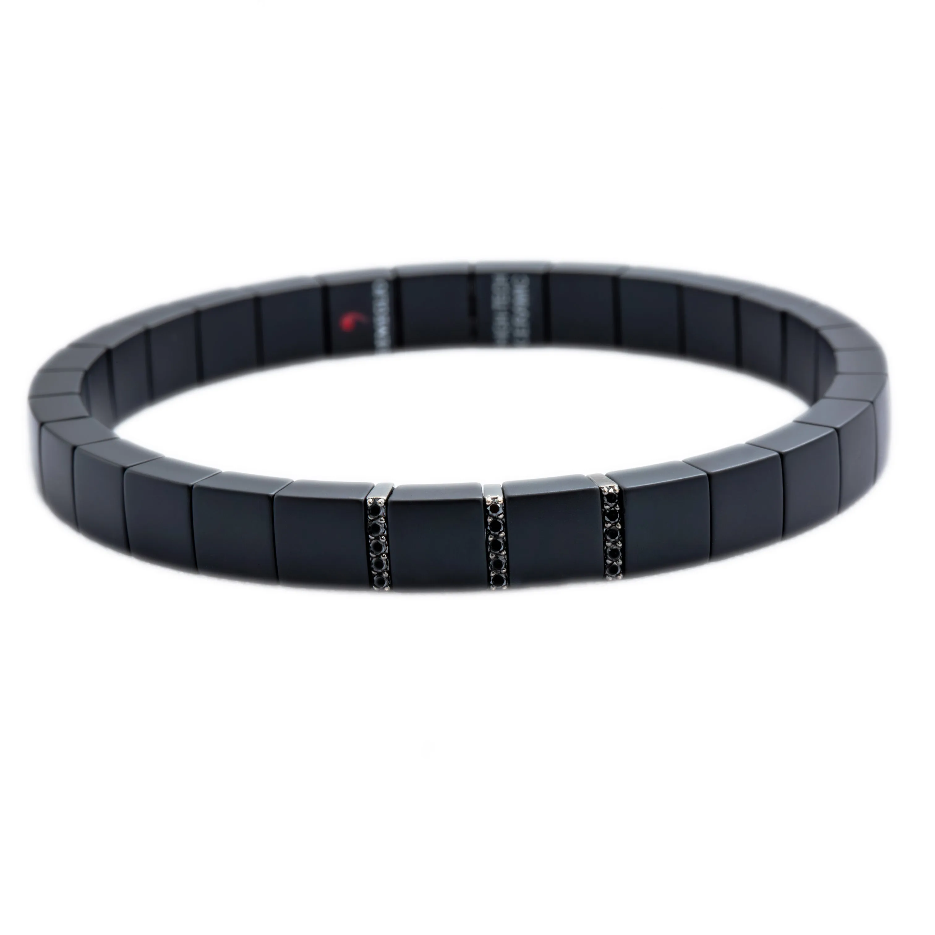 .41ct Men's Black Diamond Matte Ceramic Stretch Bracelet