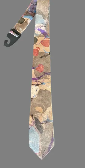 Abstract Neutral  3” Silk Tie  water marbled