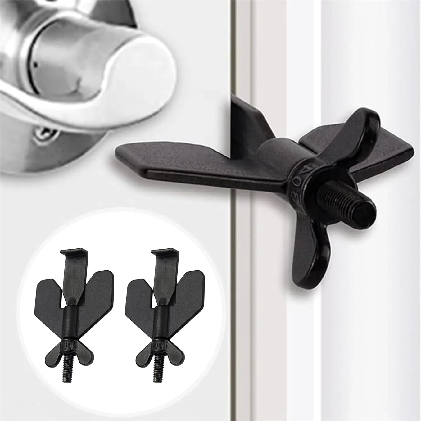 Ace Guard Door Lock,New Stainless Steel Aceguard Door Lock with Door Stop, Safety Locks from Inside Bedroom,Travel Hotel Door Lock,Portable Door Lock for Travel, Apartments, Hotels, Dorms(2Pcs,Black)