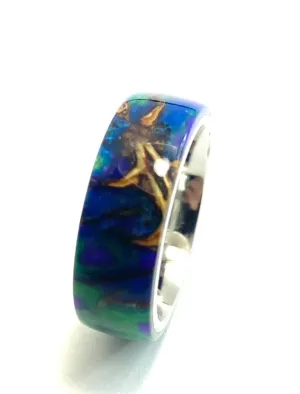 Acrylic Ring | Blue and Green Pine Cone Ring