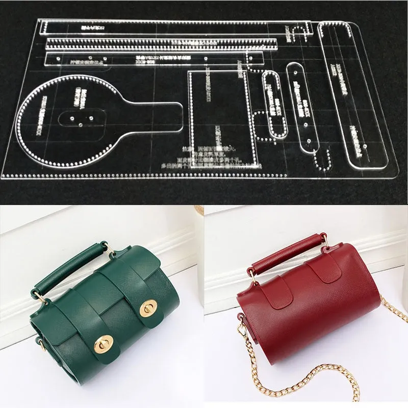 Acrylic Stencil Single shoulder bag cylinder package design template DIY  leather slanting bag sewing pattern Accessories