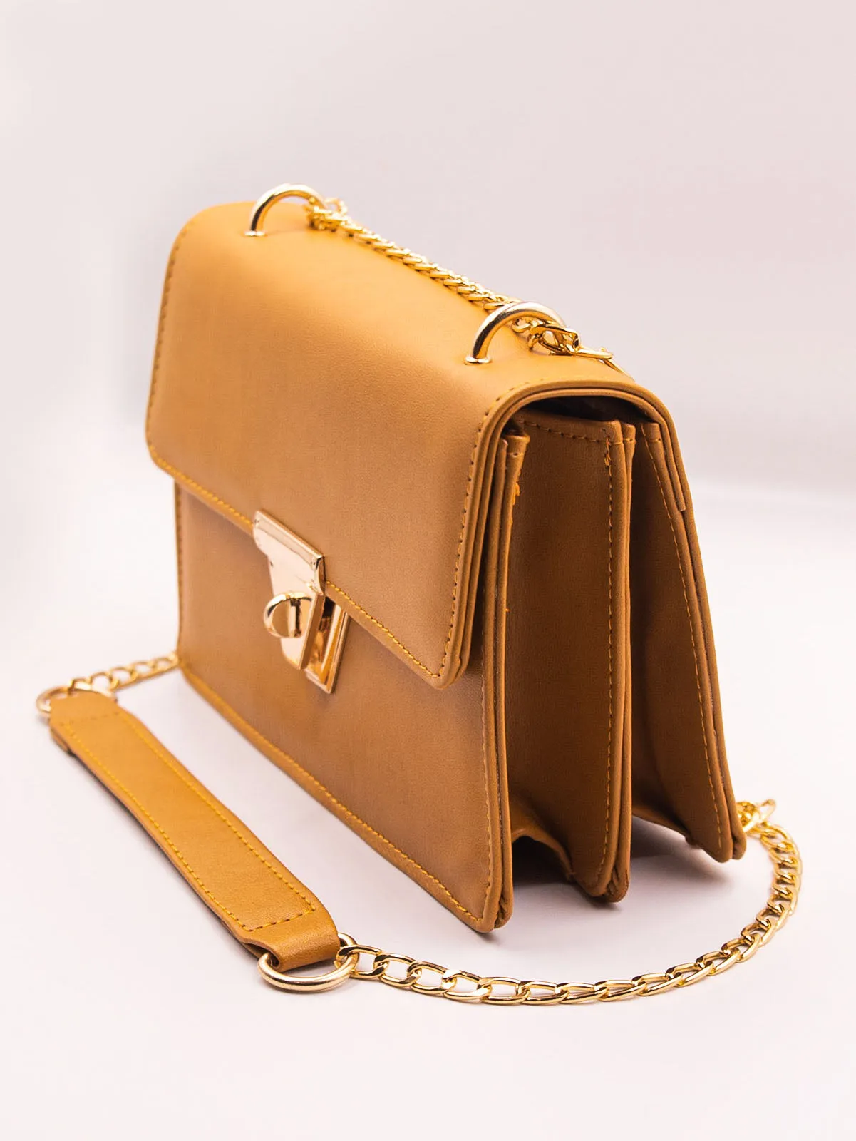 Alexandra Twist Lock Satchel Bag  - Mustard - FD ⚡