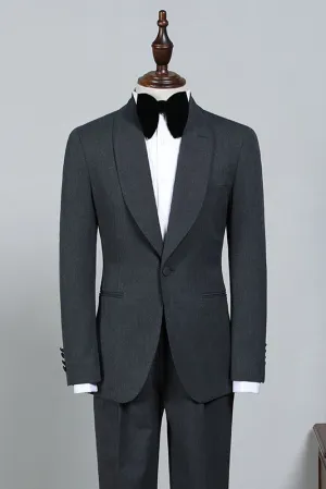 All Black One Button Slim Fit Wedding Suit For Grooms
