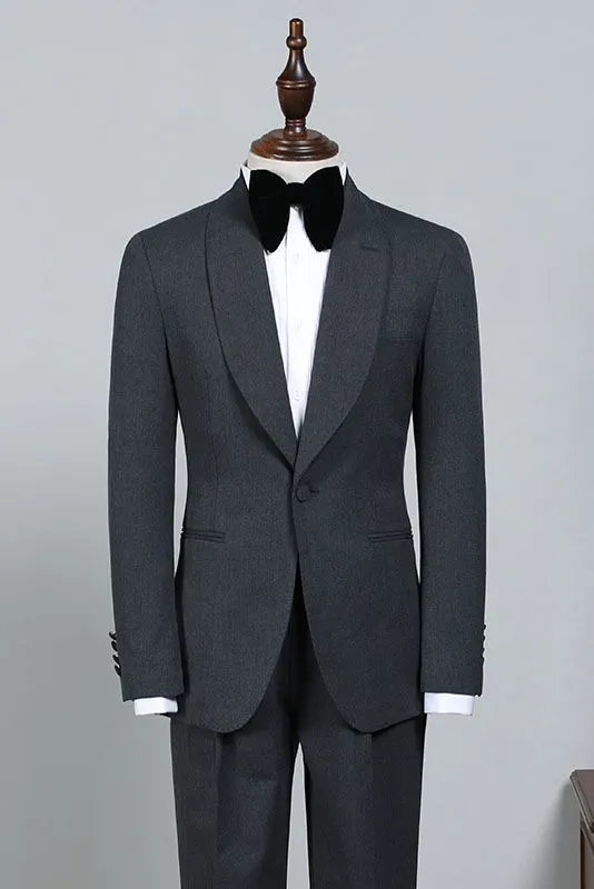 All Black One Button Slim Fit Wedding Suit For Grooms