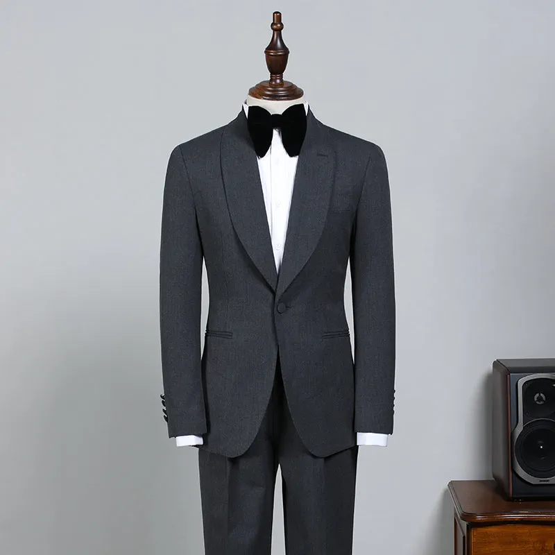 All Black One Button Slim Fit Wedding Suit For Grooms