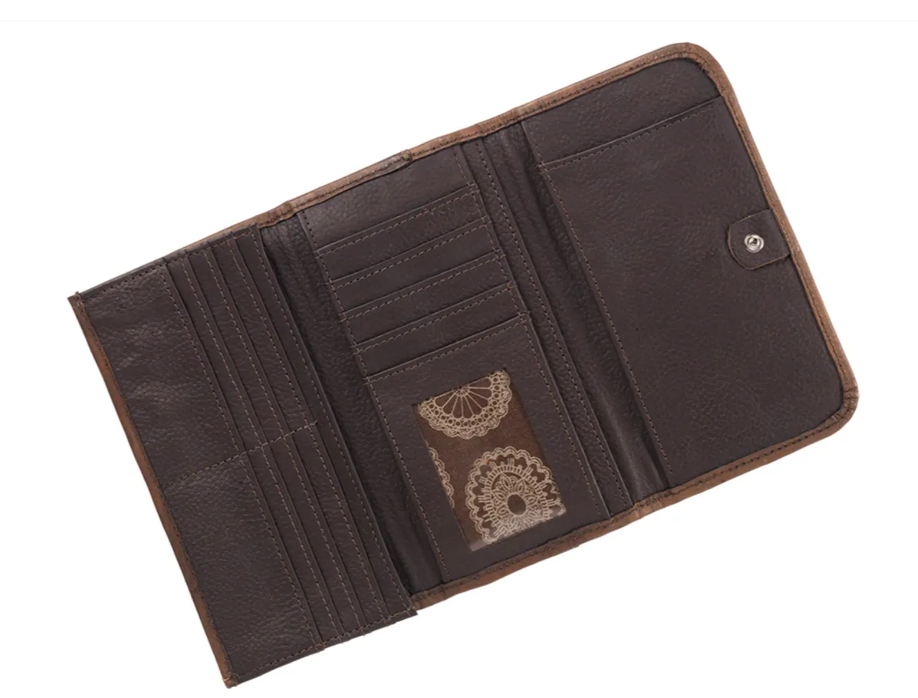 American West Handbag Tribal Weave Collection: Leather Tri-Fold Western Wallet