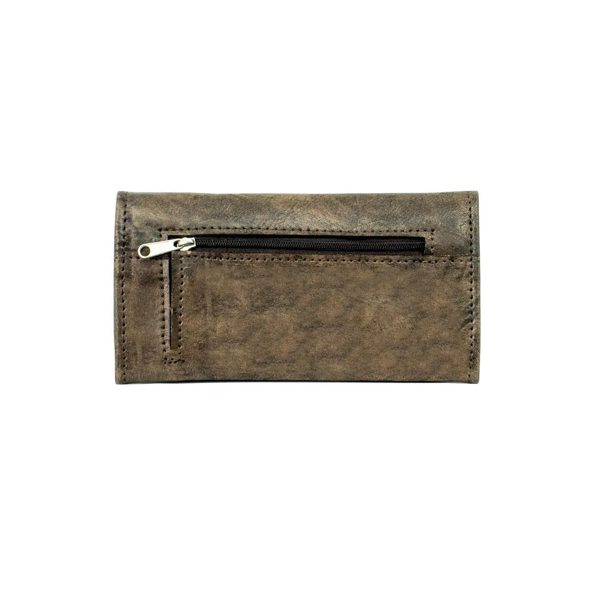 American West Handbag Tribal Weave Collection: Leather Tri-Fold Western Wallet
