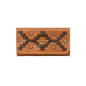 American West Handbag Tribal Weave Collection: Leather Tri-Fold Western Wallet