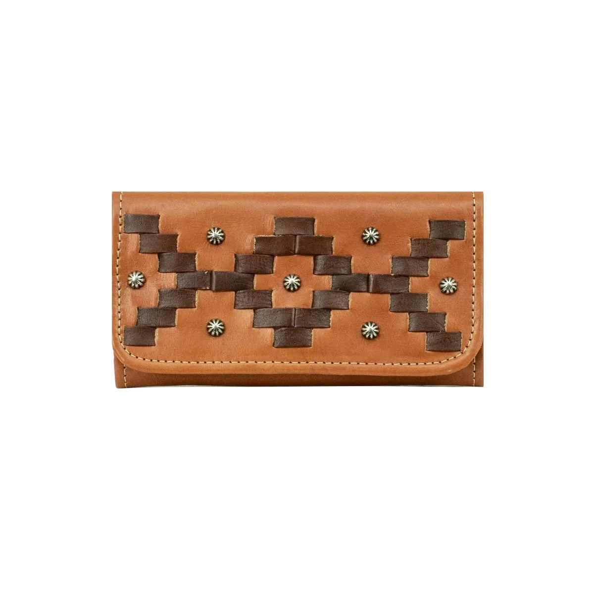 American West Handbag Tribal Weave Collection: Leather Tri-Fold Western Wallet