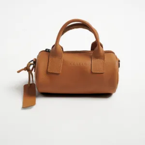 Antelo Indo Pebble Leather Mini Barrel Crossbody - Honey Mustard