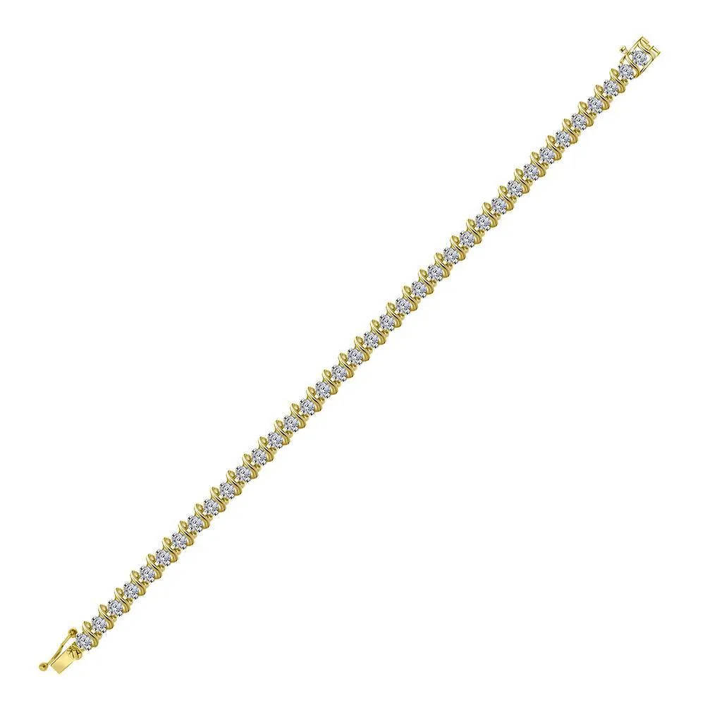 Appealing 10K Yellow Gold Diamond Tennis Bracelet 4-3/4 Cttw