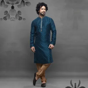 Arctic Teal Deep Blue Kurta