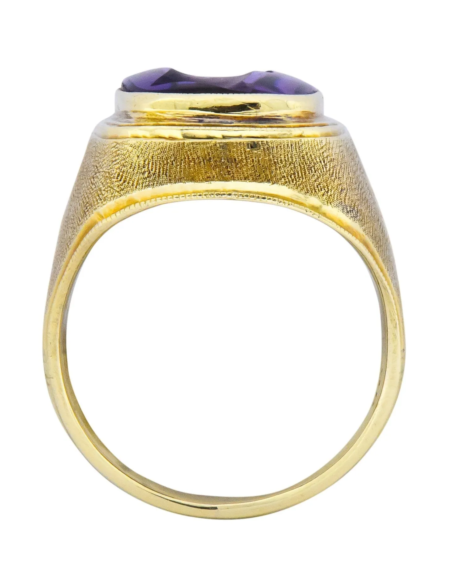 Art Nouveau Amethyst Intaglio 14 Karat Gold Unisex Ring