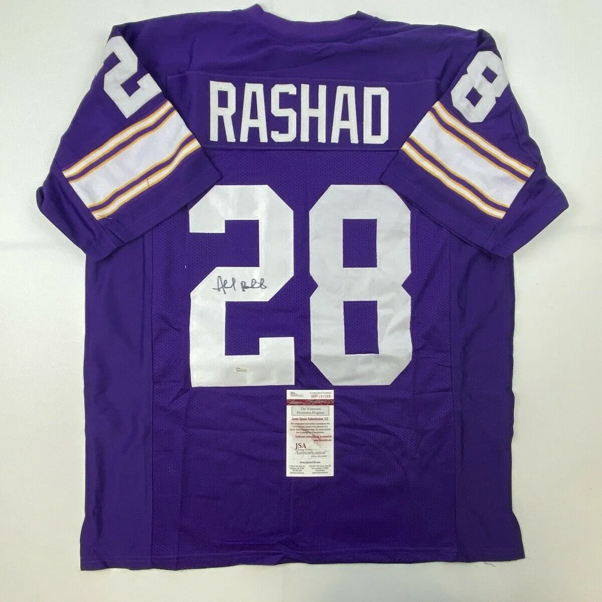 Autographed/Signed AHMAD RASHAD Minnesota Purple Football Jersey JSA COA Auto