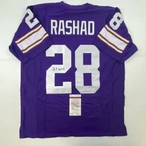 Autographed/Signed AHMAD RASHAD Minnesota Purple Football Jersey JSA COA Auto