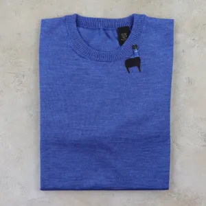 Baby Alpaca & Silk Crewneck Sweater in Marine Blue
