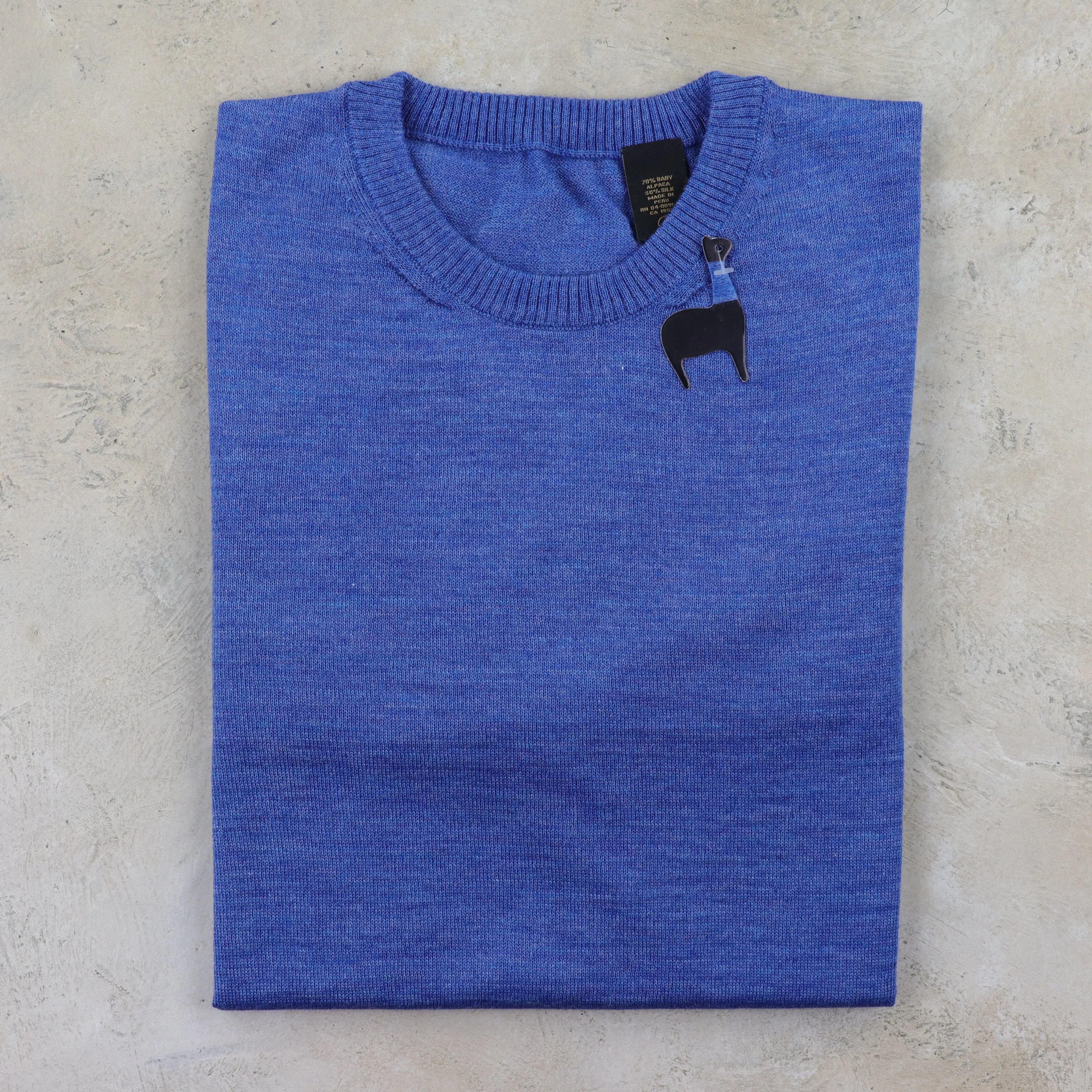 Baby Alpaca & Silk Crewneck Sweater in Marine Blue